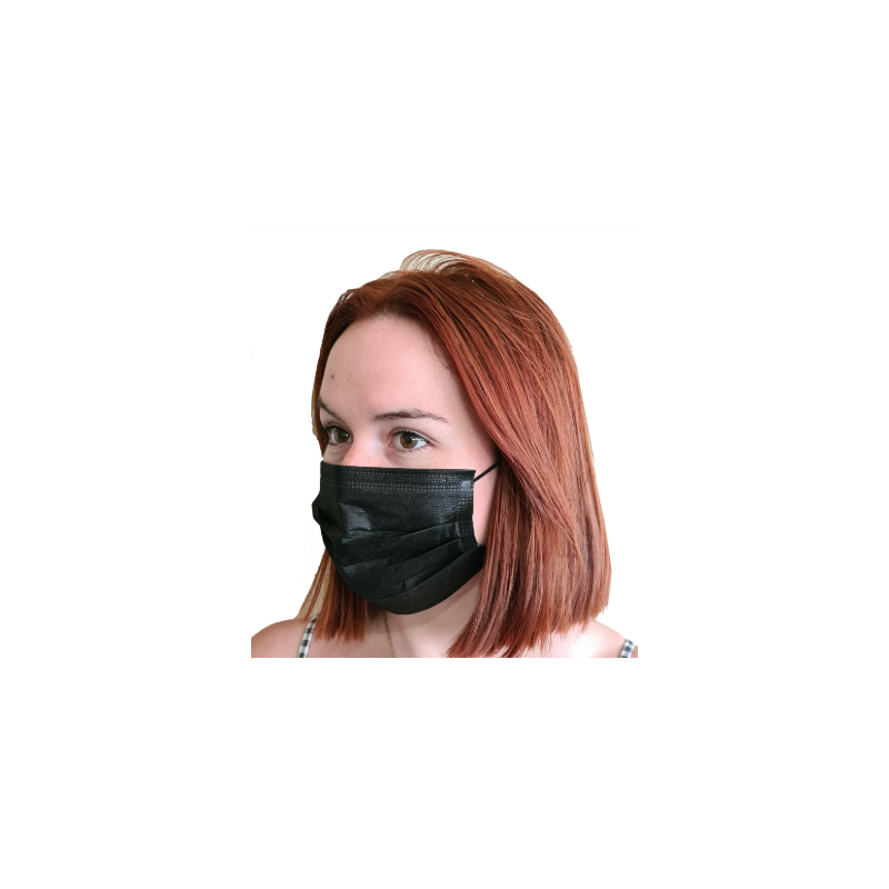 Masque à usage unique - Masque de chirurgie 3 plis noir Masque à usage unique - Masque de chirurgie 3 plis noir