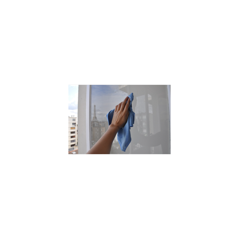 Lavette microfibre "spécial vitre" bleue 320 gr/m²