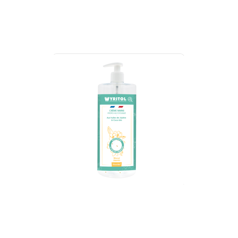 Crème mains hydroalcoolique monoï jasmin - 500ml - WYRITOL Crème mains hydroalcoolique monoï jasmin - 500ml - WYRITOL