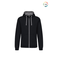 Sweat-shirt zippé capuche contrastée