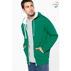 Sweat-shirt zippé capuche contrastée