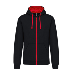 Sweat-shirt zippé capuche contrastée
