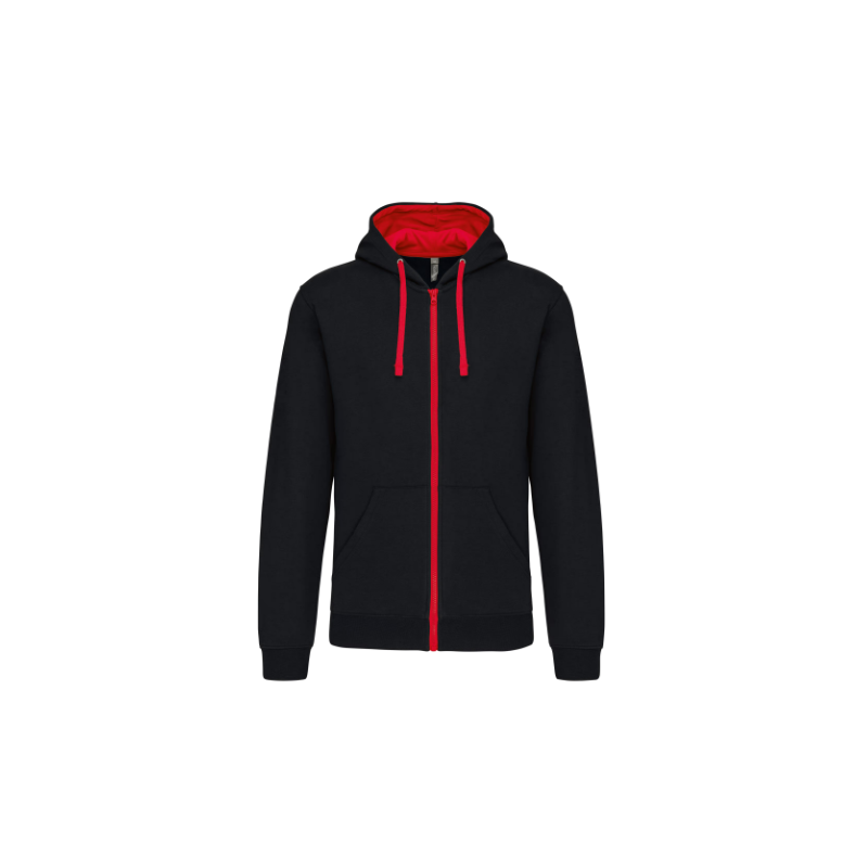 Sweat-shirt zippé capuche contrastée