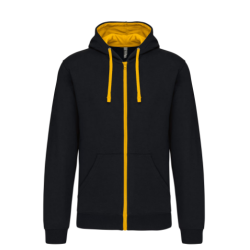 Sweat-shirt zippé capuche contrastée