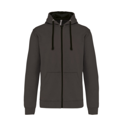 Sweat-shirt zippé capuche contrastée