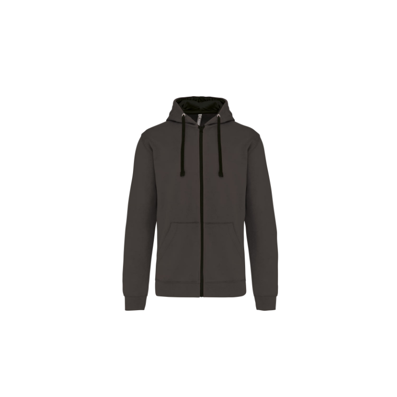 Sweat-shirt zippé capuche contrastée