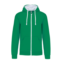 Sweat-shirt zippé capuche contrastée