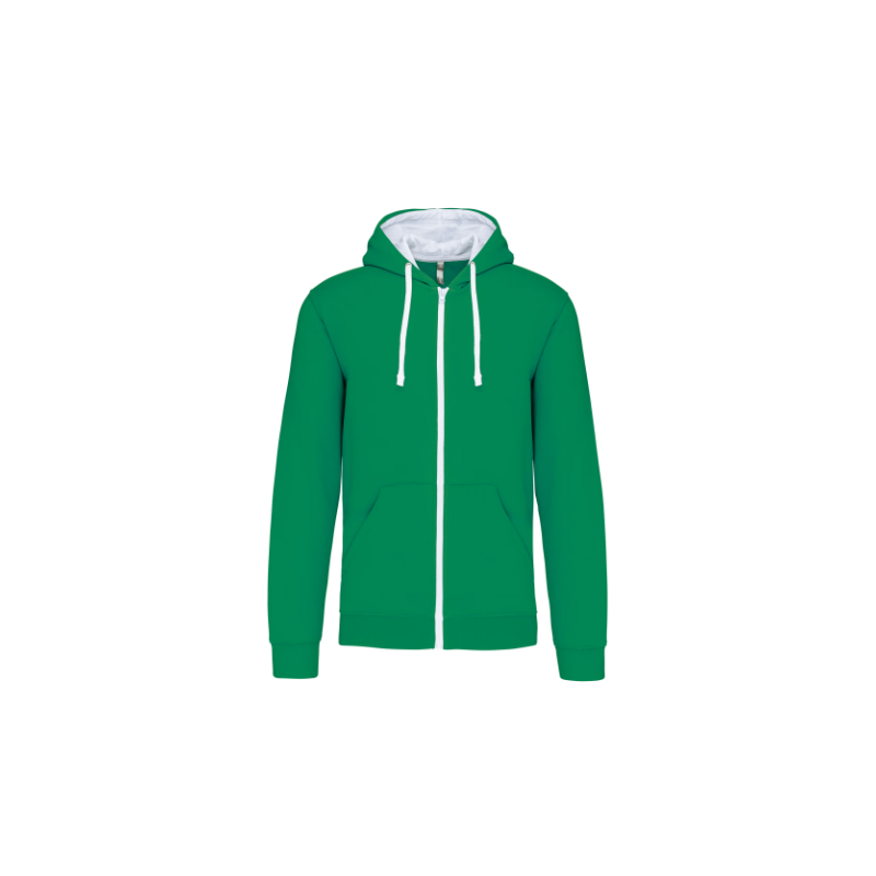 Sweat-shirt zippé capuche contrastée