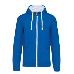 Sweat-shirt zippé capuche contrastée