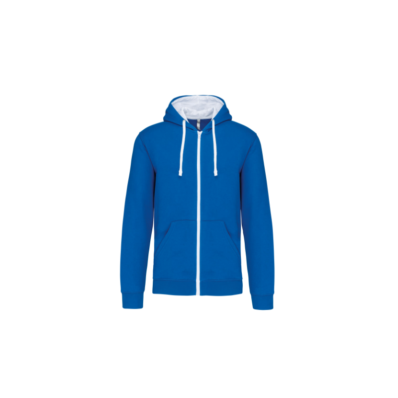 Sweat-shirt zippé capuche contrastée