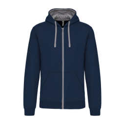 Sweat-shirt zippé capuche contrastée