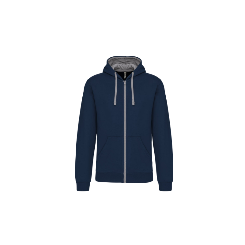 Sweat-shirt zippé capuche contrastée Sweat-shirt zippé capuche contrastée