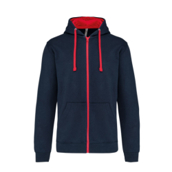 Sweat-shirt zippé capuche contrastée