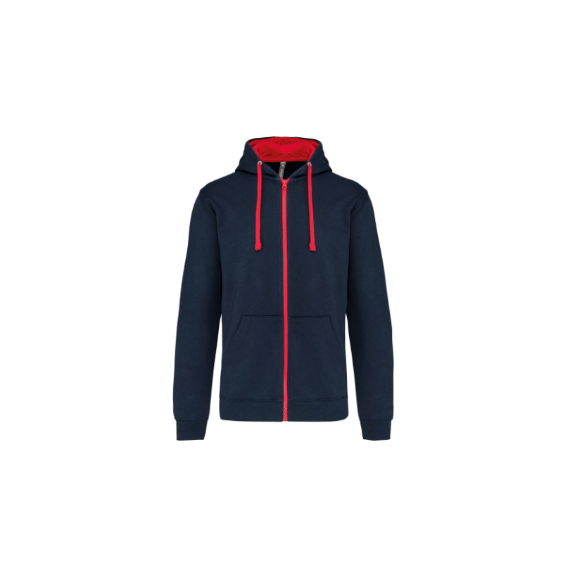Sweat-shirt zippé capuche contrastée
