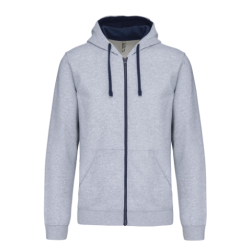 Sweat-shirt zippé capuche contrastée
