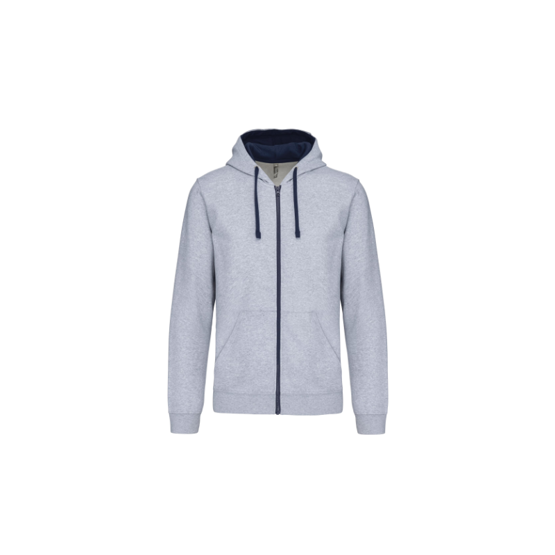 Sweat-shirt zippé capuche contrastée