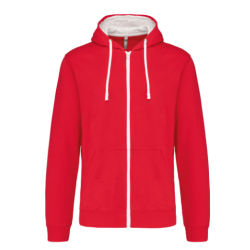 Sweat-shirt zippé capuche contrastée