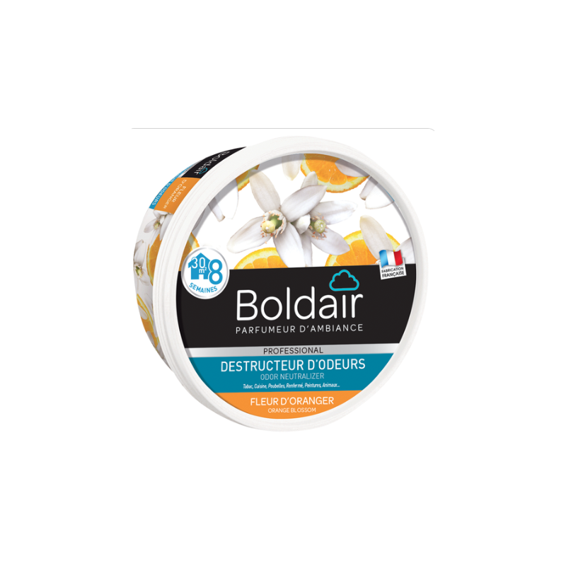 Gel destructeur d'odeurs fleur d'oranger - 300g - BOLDAIR Gel destructeur d'odeurs fleur d'oranger - 300g - BOLDAIR