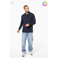 Polo piqué manches longues homme