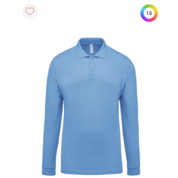 Polo piqué manches longues homme