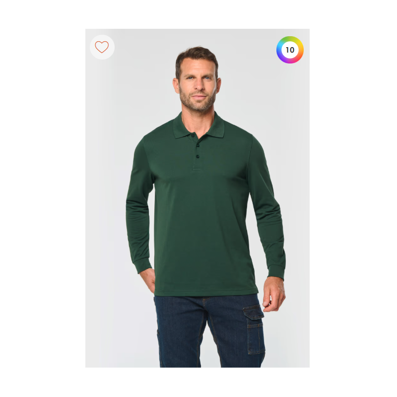 Polo manches longues coton peigné homme Polo manches longues coton peigné homme