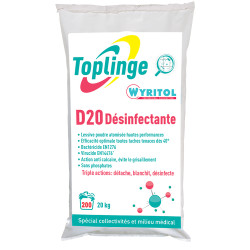 Lessive poudre D20 désinfectante - 20kg - TOPLINGE