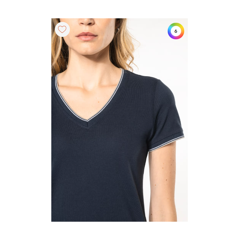T-shirt maille piquée col V femme T-shirt maille piquée col V femme