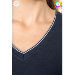 T-shirt maille piquée col V femme
