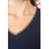 T-shirt maille piquée col V femme