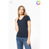T-shirt maille piquée col V femme