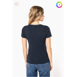 T-shirt maille piquée col V femme