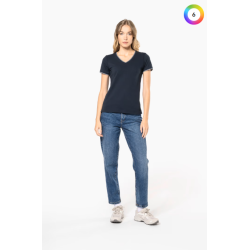 T-shirt maille piquée col V femme