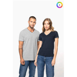 T-shirt maille piquée col V femme