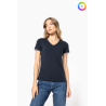 T-shirt maille piquée col V femme