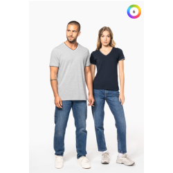 T-shirt maille piquée col V femme