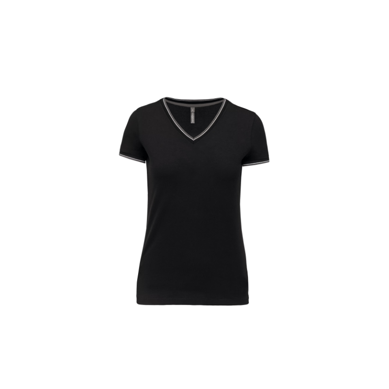 T-shirt maille piquée col V femme T-shirt maille piquée col V femme