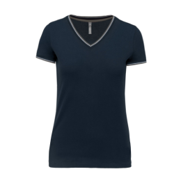 T-shirt maille piquée col V femme