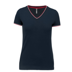 T-shirt maille piquée col V femme