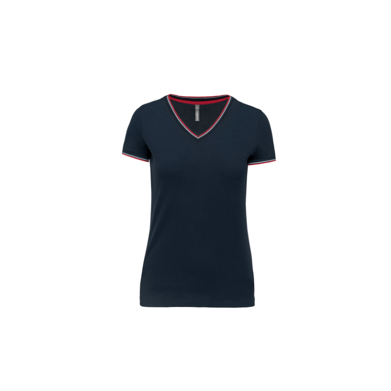 T-shirt maille piquée col V femme T-shirt maille piquée col V femme