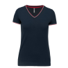 T-shirt maille piquée col V femme