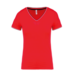 T-shirt maille piquée col V femme