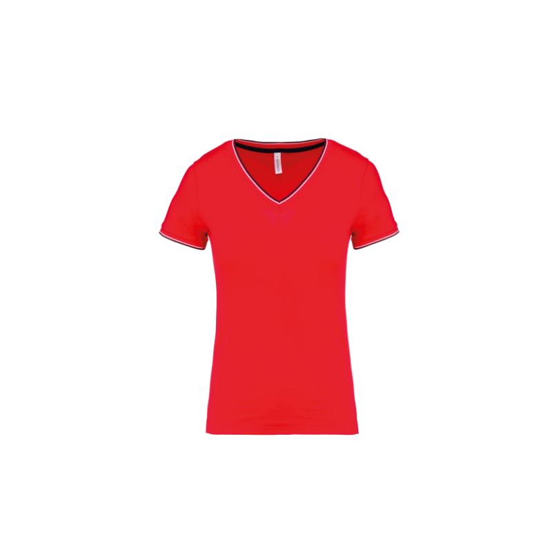 T-shirt maille piquée col V femme T-shirt maille piquée col V femme