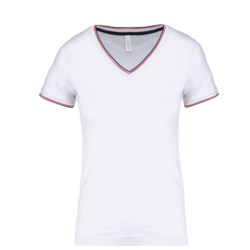 T-shirt maille piquée col V femme