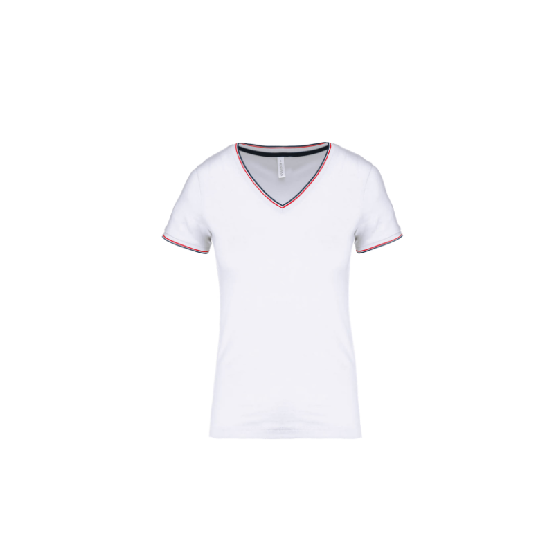 T-shirt maille piquée col V femme T-shirt maille piquée col V femme