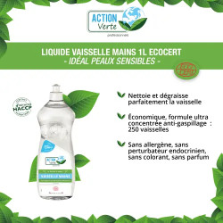 Liquide vaisselle main hypoallergénique Ecocert – ACTION VERTE
