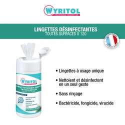 Lingettes désinfectantes surfaces x 120 – WYRITOL