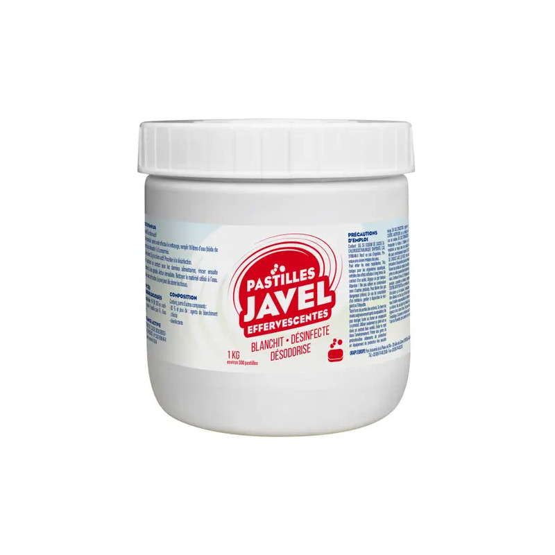 Pastilles javel effervescentes 44% chlore actif - 1kg Pastilles javel effervescentes 44% chlore actif - 1kg