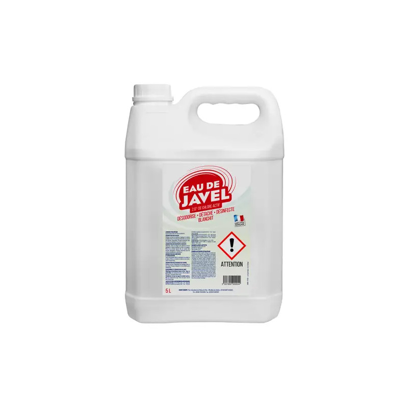 Eau de javel 2,6% de chlore actif - 5L Eau de javel 2,6% de chlore actif - 5L