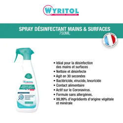 Spray désinfectant mains & surfaces - 750ml - WYRITOL