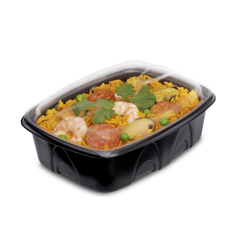 Barquette plastique micro-ondable avec couvercle 1000ml